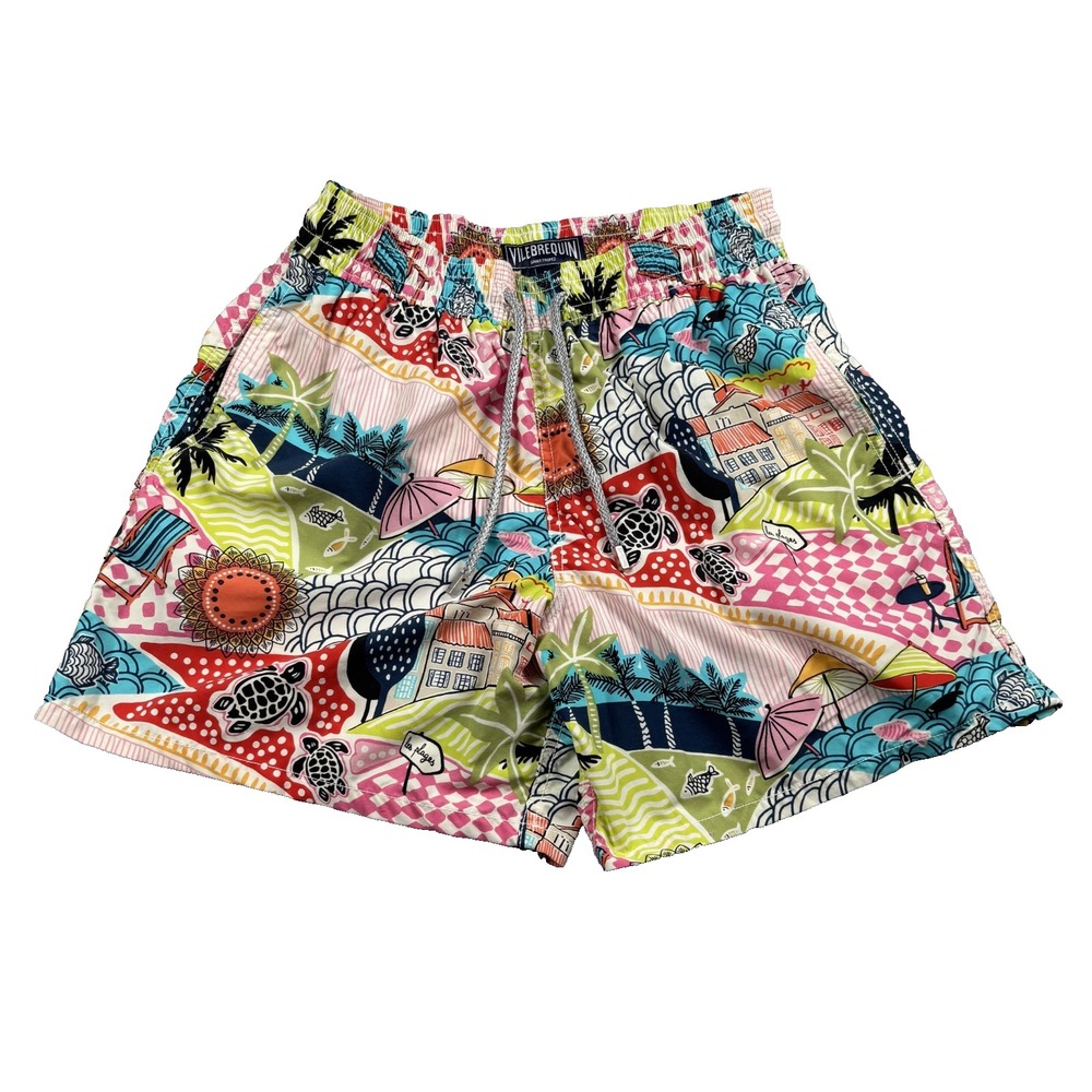 Vilebrequin Saint Tropez Les Plages Men's M Swim Trunks Board Shorts Lined